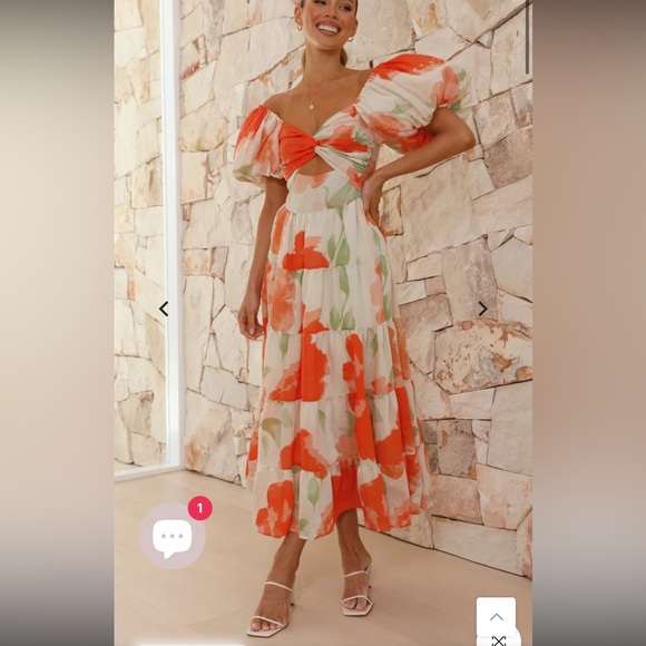 Printed Bubble Sleeve Dress - Picture 3 of 5